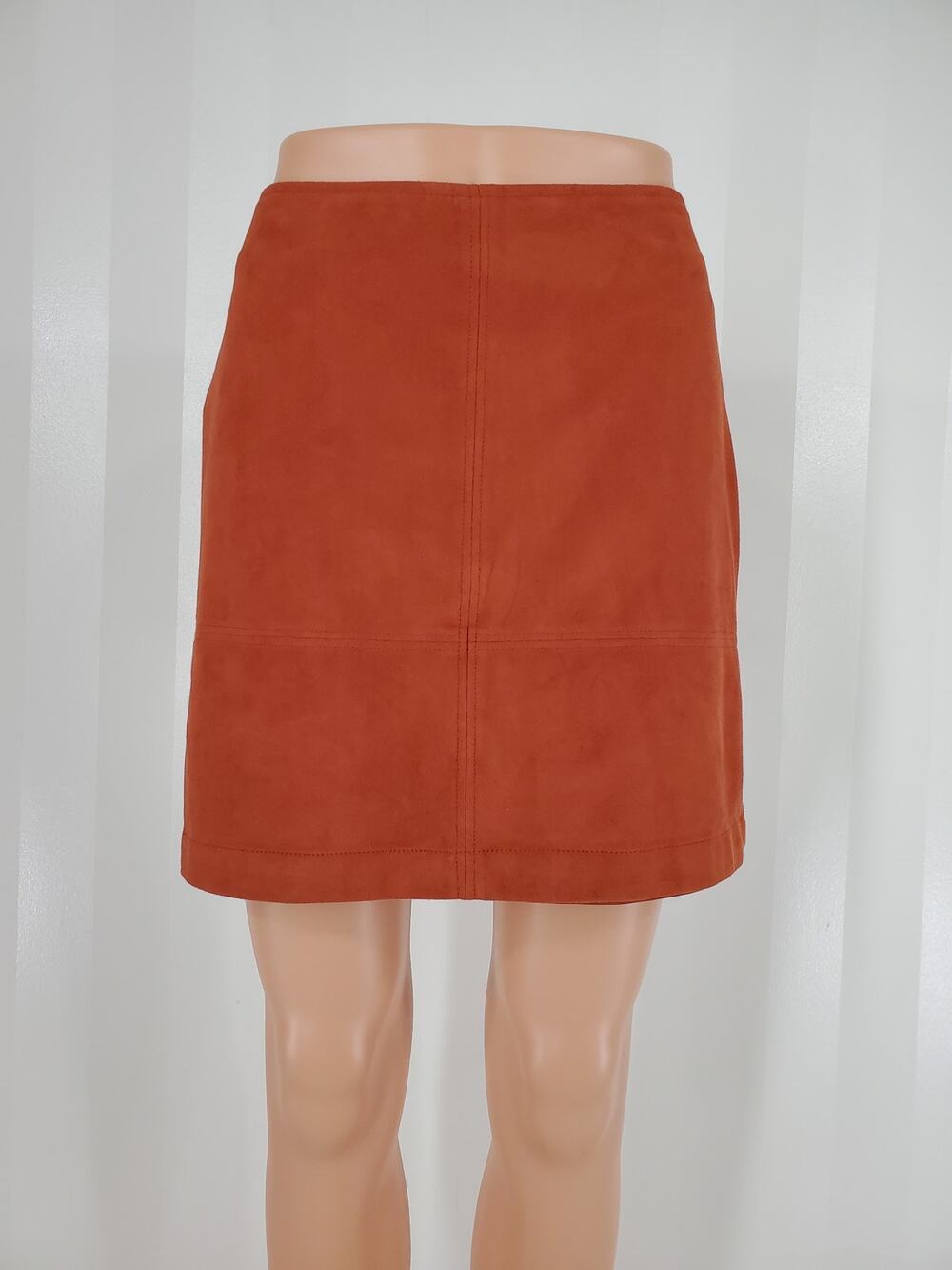Esprit Vintage Faux Suede Skirt Rust Orange A-Line Retro Western Boho Sz 6